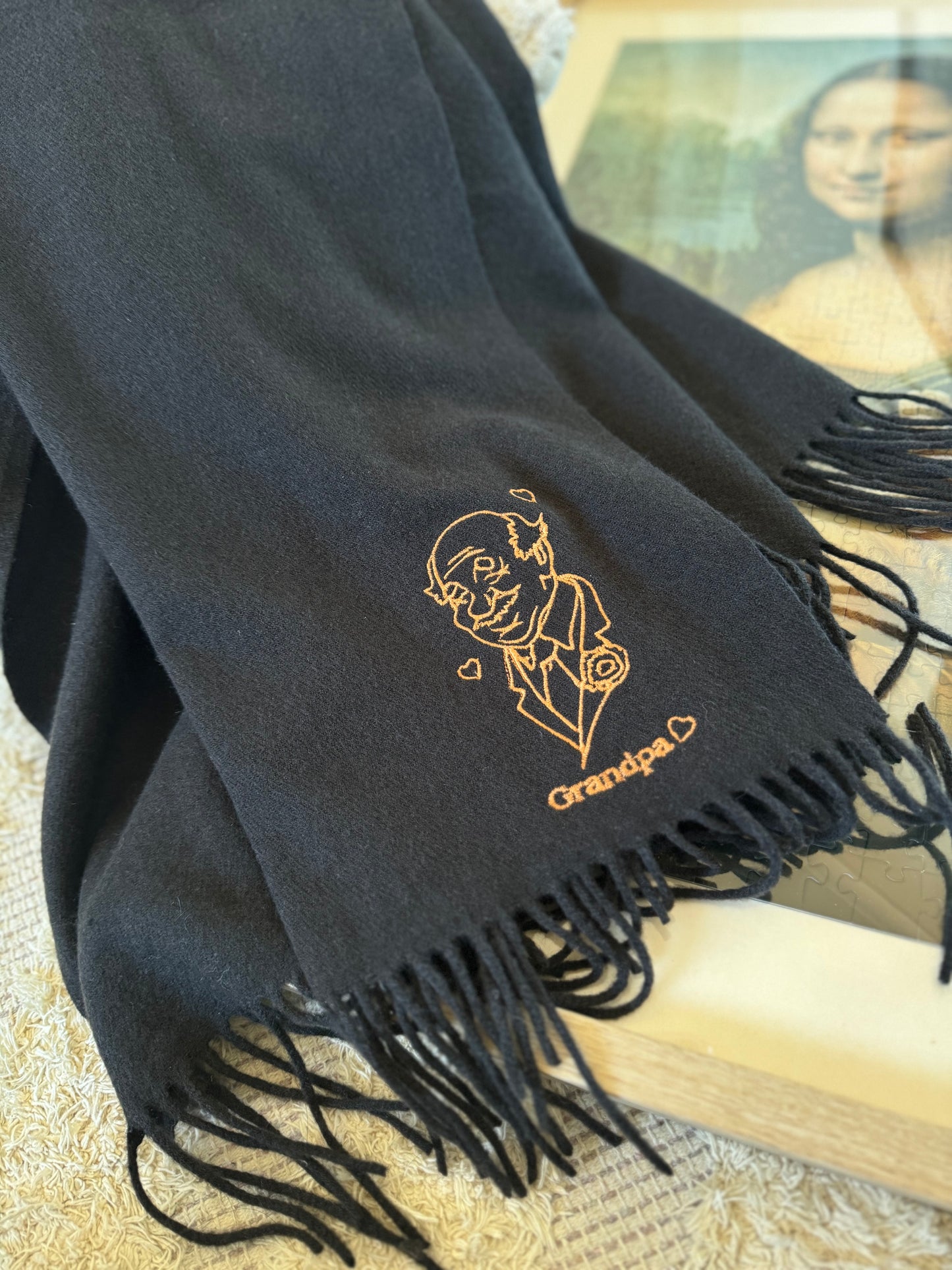 Grandpa or Daddy Embroidered Scarf