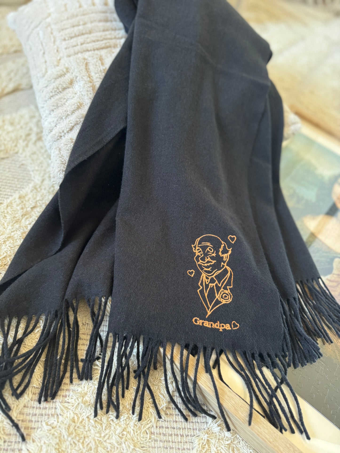 Grandpa or Daddy Embroidered Scarf