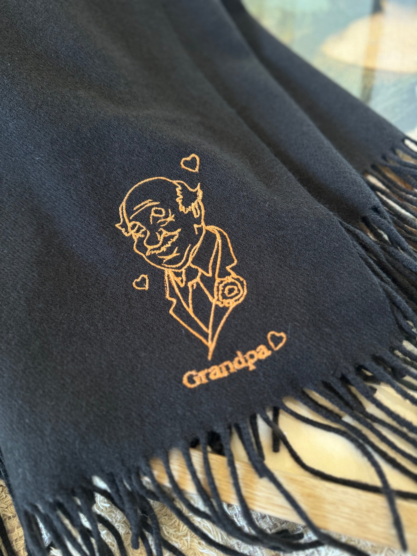 Grandpa or Daddy Embroidered Scarf